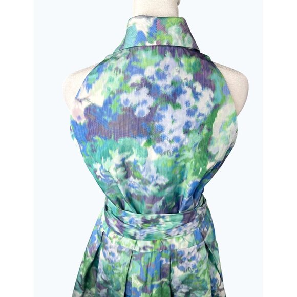 Sara Campbell Ashley Floral Halter Neck Button-Down Maxi Dress W/ Belt Size 12 - Picture 10 of 15